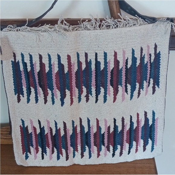 Free People Cream and Blue Geometric Shoulder Bag - Picture 3 of 6